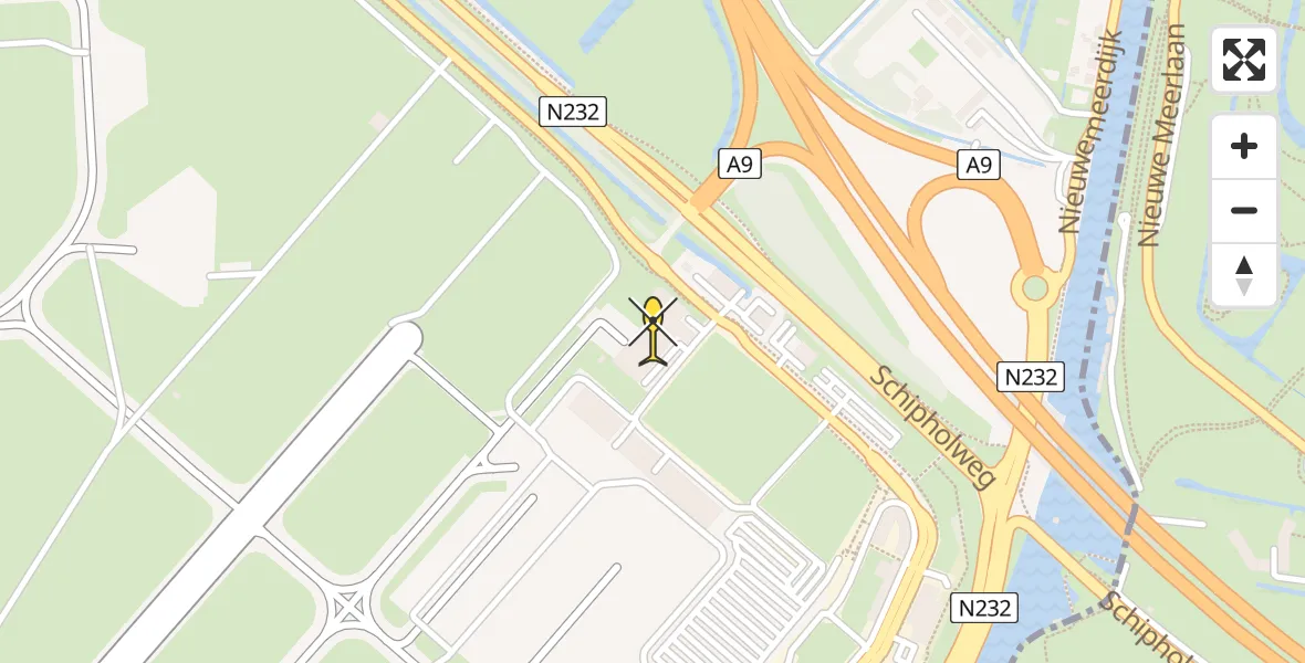 Routekaart van de vlucht: Politiehelikopter naar Schiphol