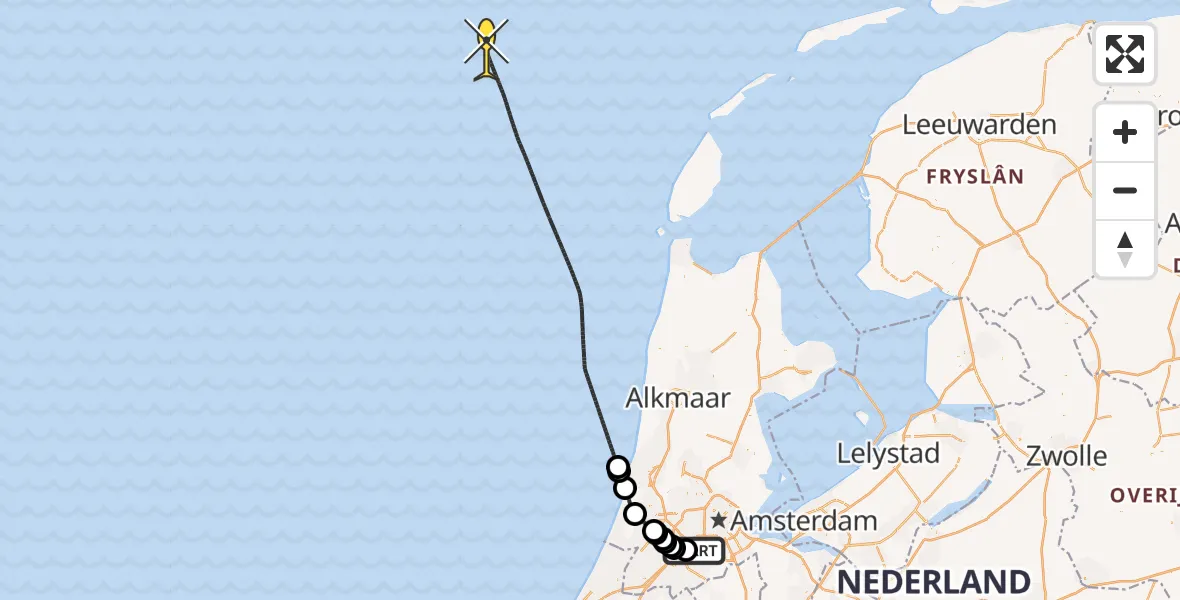 Routekaart van de vlucht: Politiehelikopter naar Ceintuurbaan