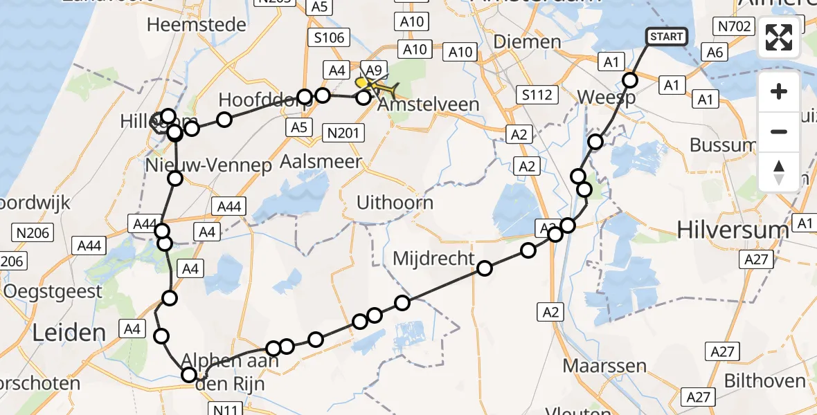 Routekaart van de vlucht: Politiehelikopter naar Schiphol, Thermiekstraat