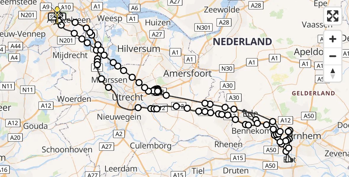 Routekaart van de vlucht: Politieheli naar Schiphol, Thermiekstraat