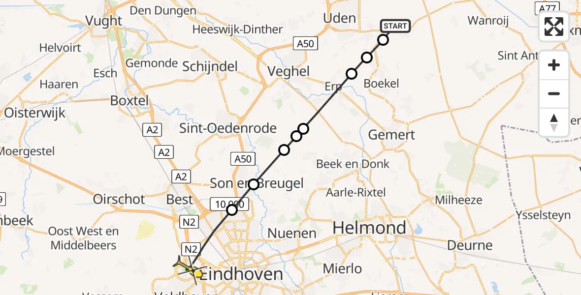 Routekaart van de vlucht: Lifeliner 3 naar Eindhoven, Meerring