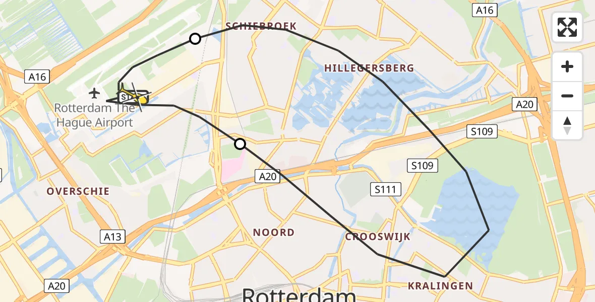 Routekaart van de vlucht: Lifeliner 2 naar Rotterdam The Hague Airport, Brandenburgbaan