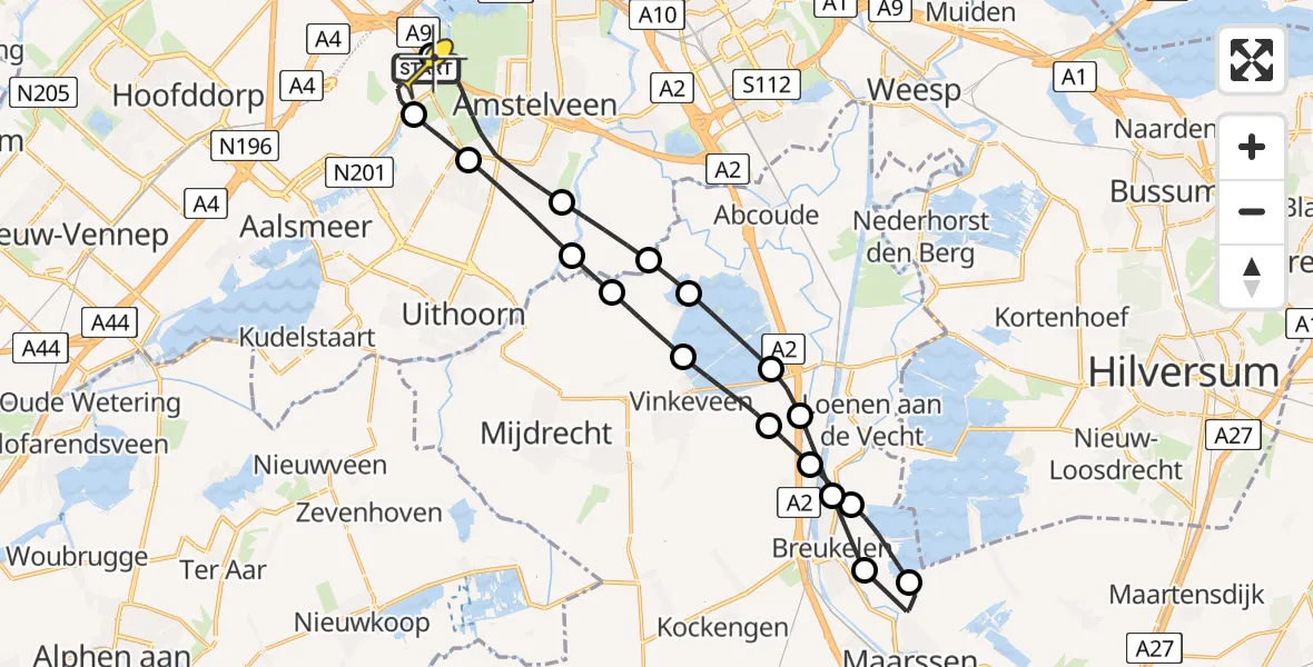 Routekaart van de vlucht: Politieheli naar Schiphol, Walaardt Sacréstraat