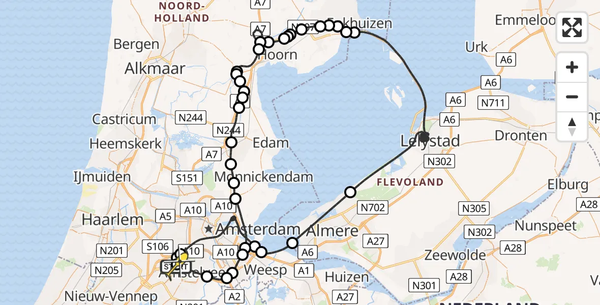Routekaart van de vlucht: Politieheli naar Schiphol, Loevesteinse Randweg
