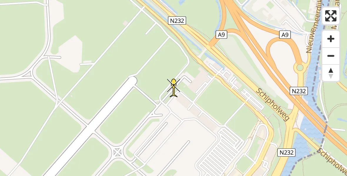 Routekaart van de vlucht: Politiehelikopter naar Schiphol