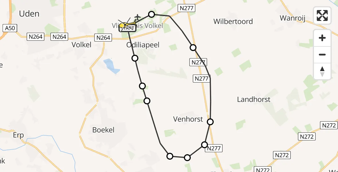 Routekaart van de vlucht: Lifeliner 3 naar Vliegbasis Volkel, Zeelandsedijk