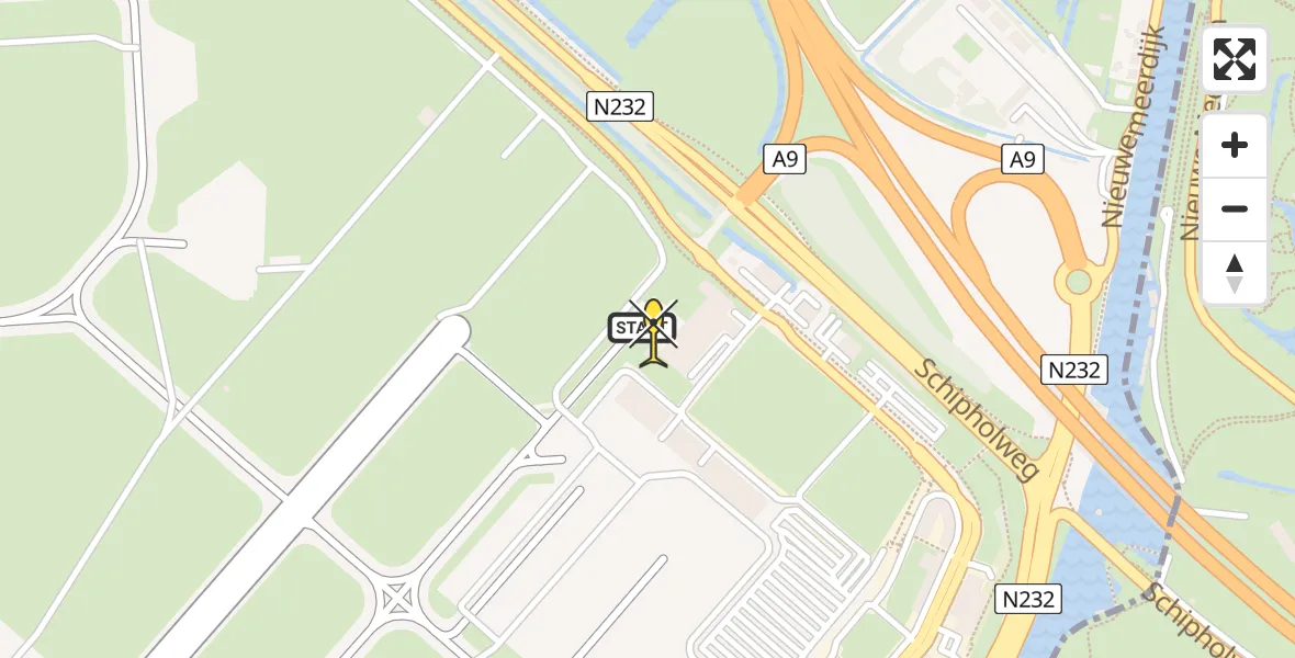 Routekaart van de vlucht: Politiehelikopter naar Schiphol, Walaardt Sacréstraat