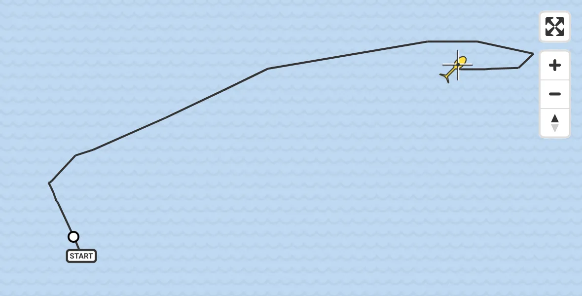 Routekaart van de vlucht: Kustwachthelikopter naar Westgat
