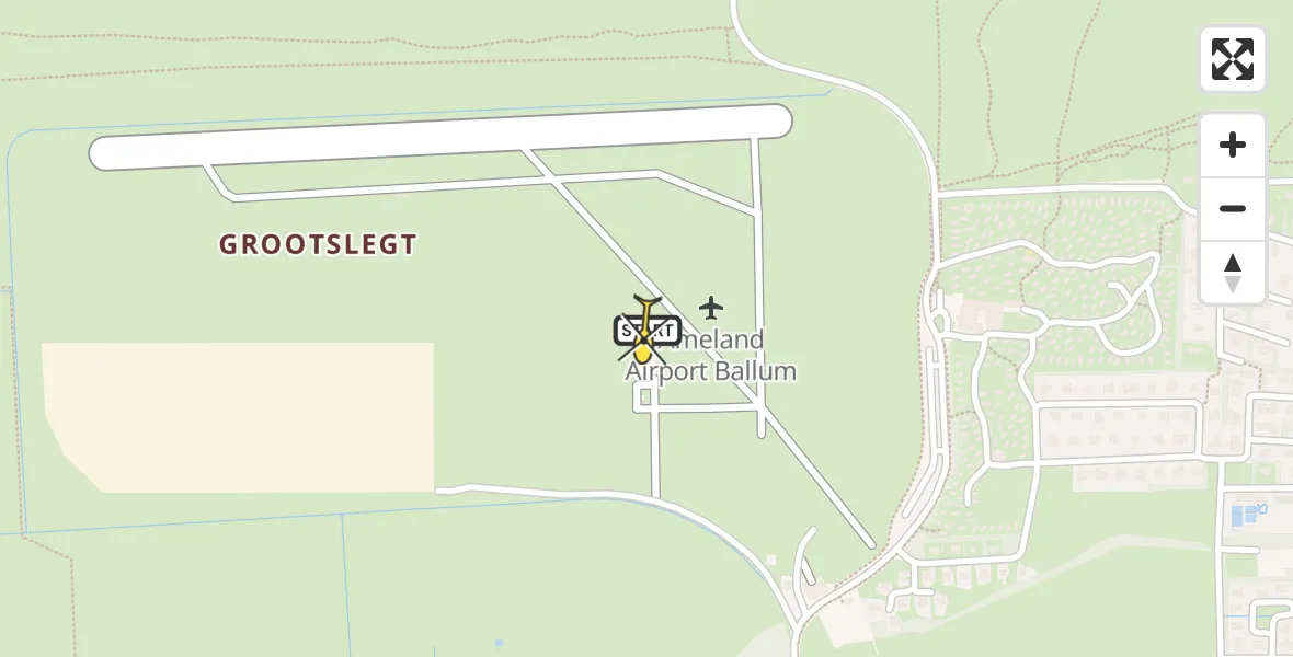 Routekaart van de vlucht: Ambulancehelikopter naar Ameland Airport Ballum, Strandweg