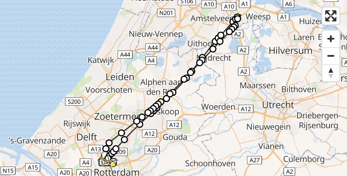 Routekaart van de vlucht: Lifeliner 2 naar Rotterdam The Hague Airport, Brandenburgbaan