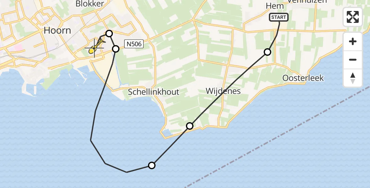 Routekaart van de vlucht: Lifeliner 1 naar Hoorn, Penningpad