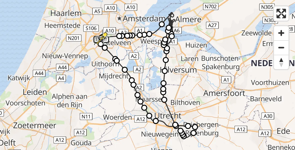 Routekaart van de vlucht: Politieheli naar Schiphol, Loevesteinse Randweg