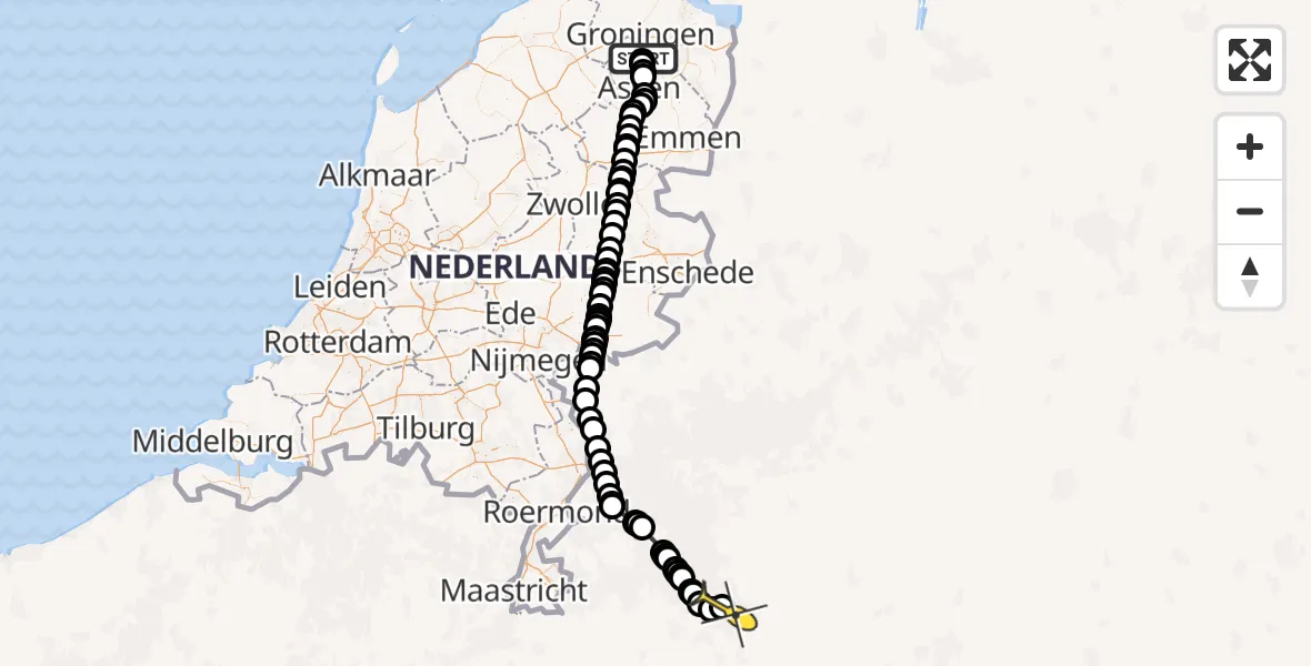 Routekaart van de vlucht: Traumahelikopter naar Sankt Augustin, Homsteeg