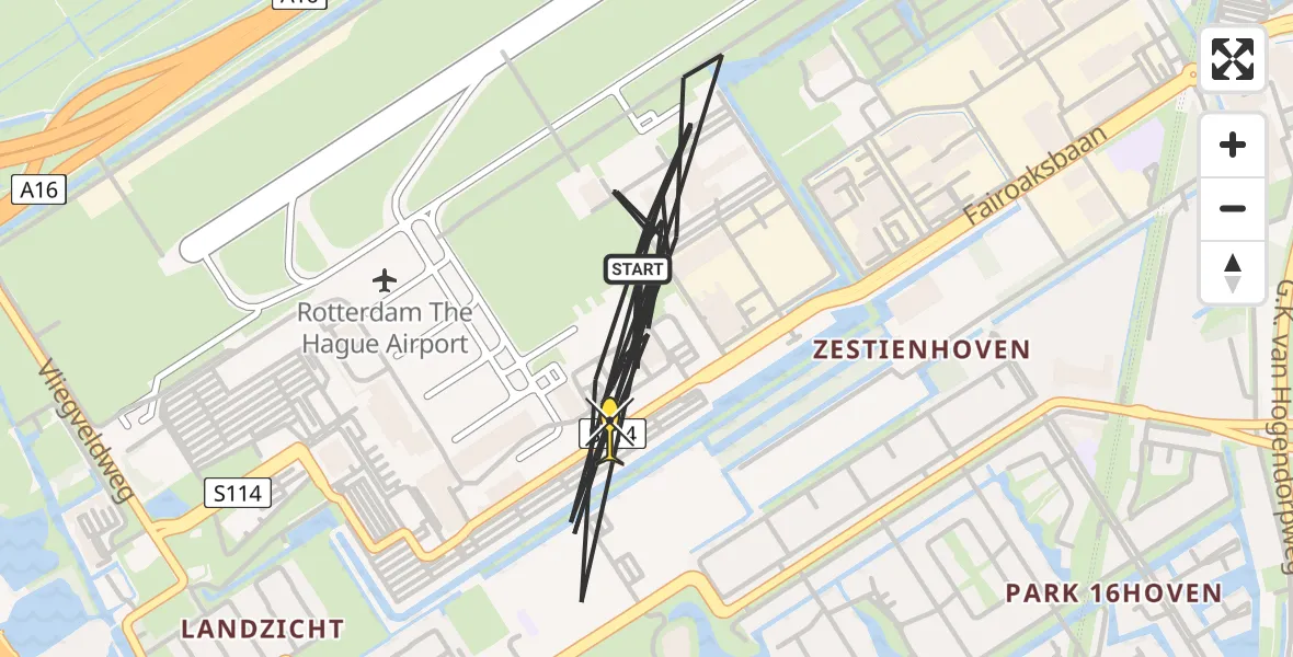 Routekaart van de vlucht: Politieheli naar Rotterdam The Hague Airport, Fornebubaan