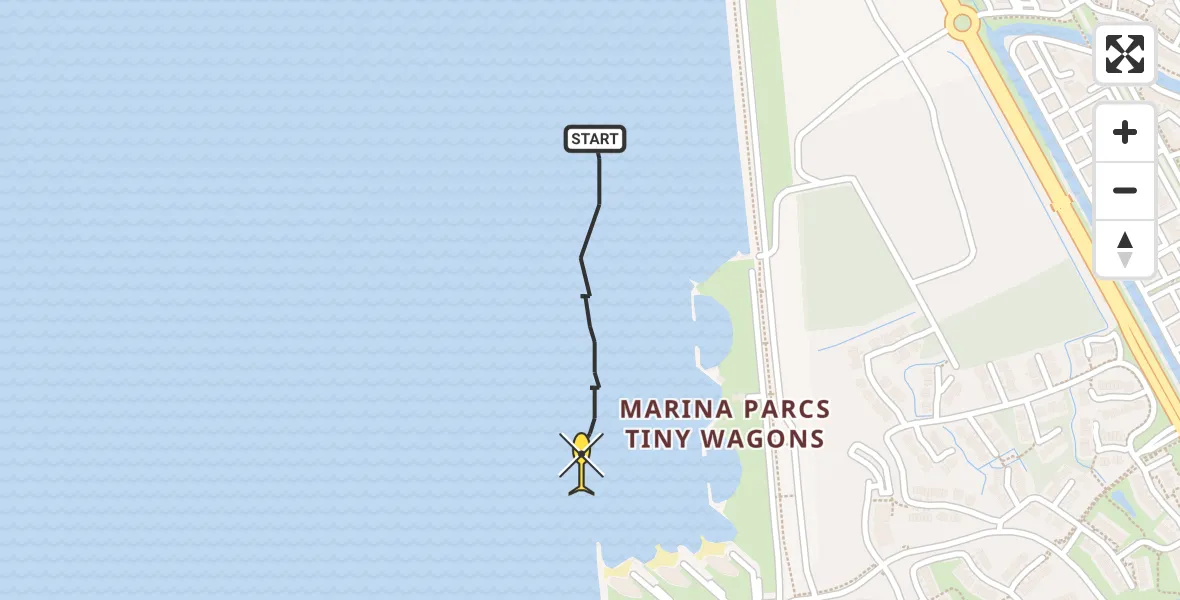 Routekaart van de vlucht: Kustwachthelikopter naar Almere, Marinaweg