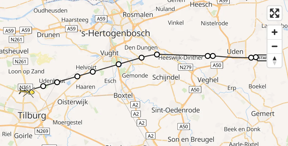Routekaart van de vlucht: Lifeliner 3 naar Tilburg, Kapelmeesterlaan