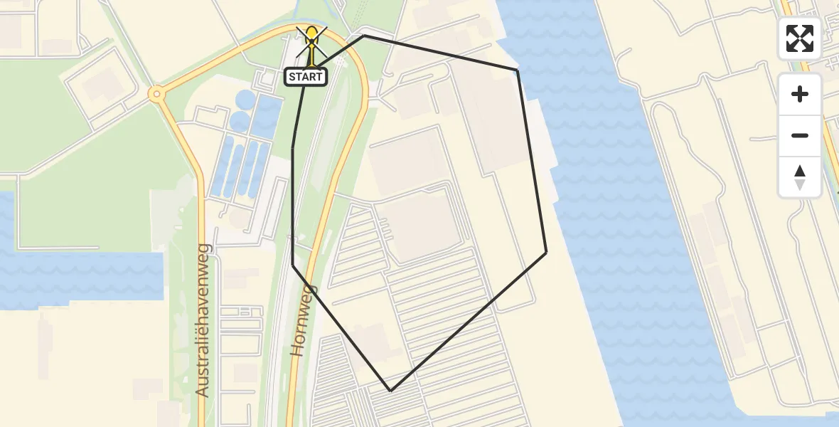 Routekaart van de vlucht: Lifeliner 1 naar Amsterdam Heliport, Hornweg