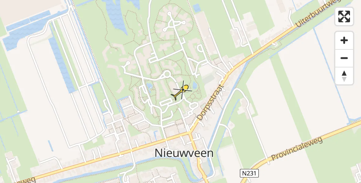 Routekaart van de vlucht: Lifeliner 2 naar Nieuwveen