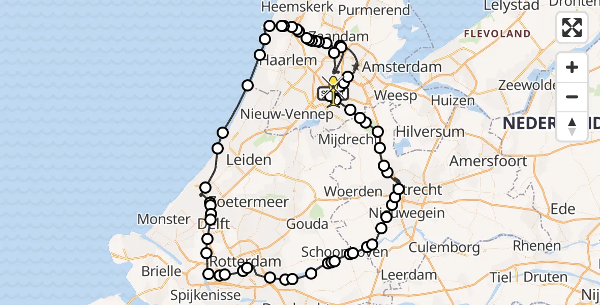 Routekaart van de vlucht: Politieheli naar Schiphol, Loevesteinse Randweg