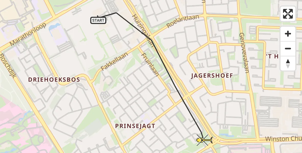 Routekaart van de vlucht: Lifeliner 3 naar Eindhoven, 1e Lieven de Keylaan