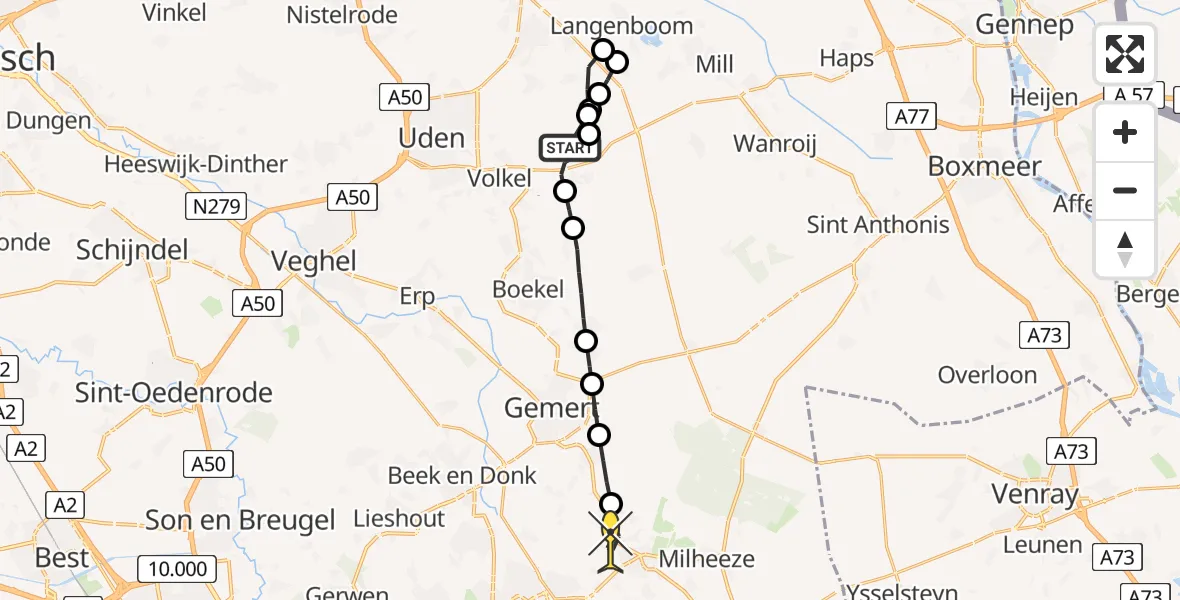 Routekaart van de vlucht: Lifeliner 3 naar Bakel, Neerstraat
