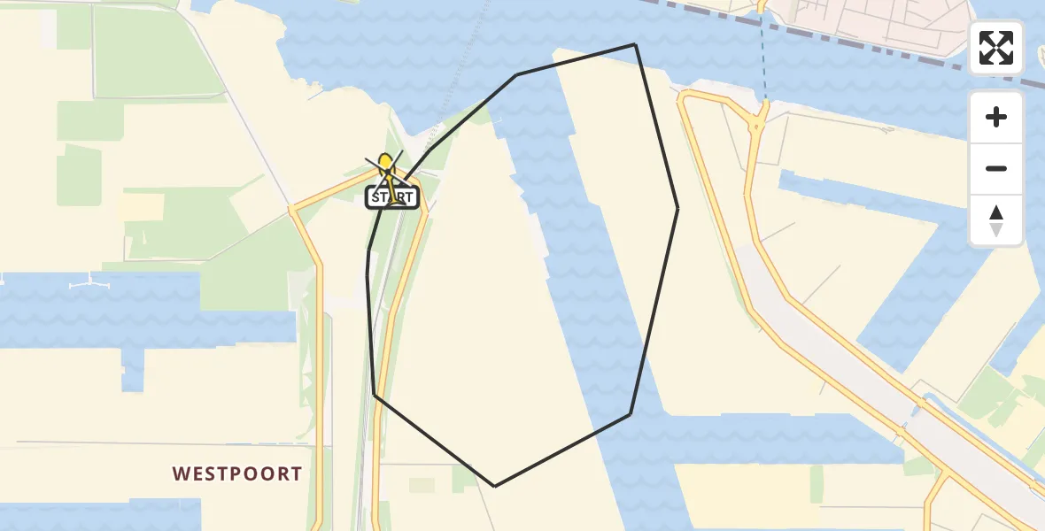 Routekaart van de vlucht: Lifeliner 1 naar Amsterdam Heliport, Hornweg