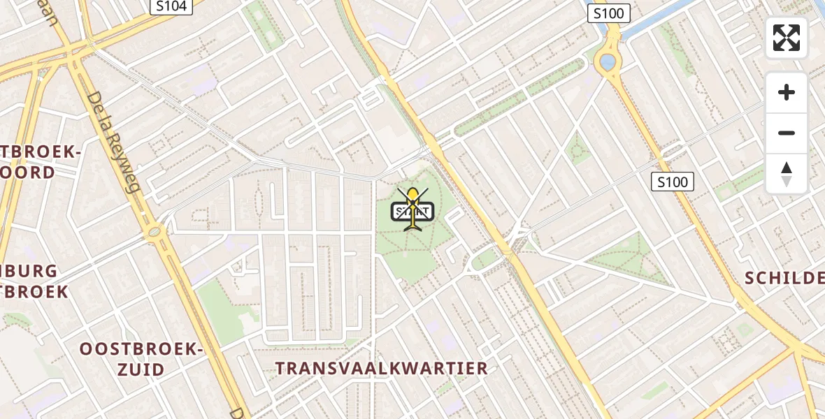 Routekaart van de vlucht: Lifeliner 2 naar Den Haag, Wijkpark Transvaal