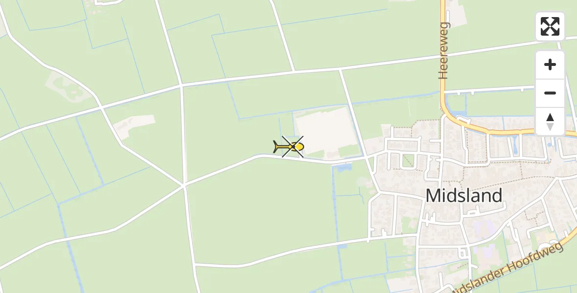 Routekaart van de vlucht: Ambulanceheli naar Midsland