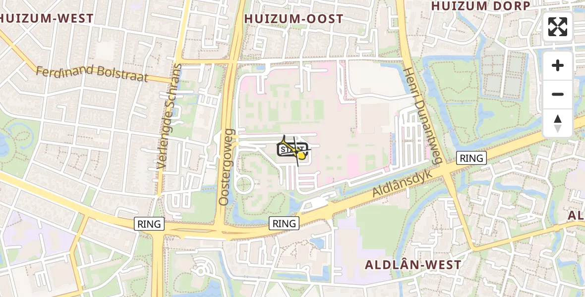 Routekaart van de vlucht: Ambulanceheli naar Leeuwarden, Aldlânsdyk