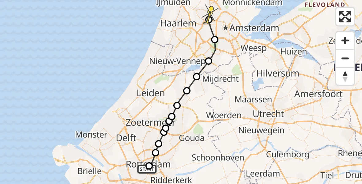 Routekaart van de vlucht: Lifeliner 1 naar Amsterdam Heliport, Hornweg