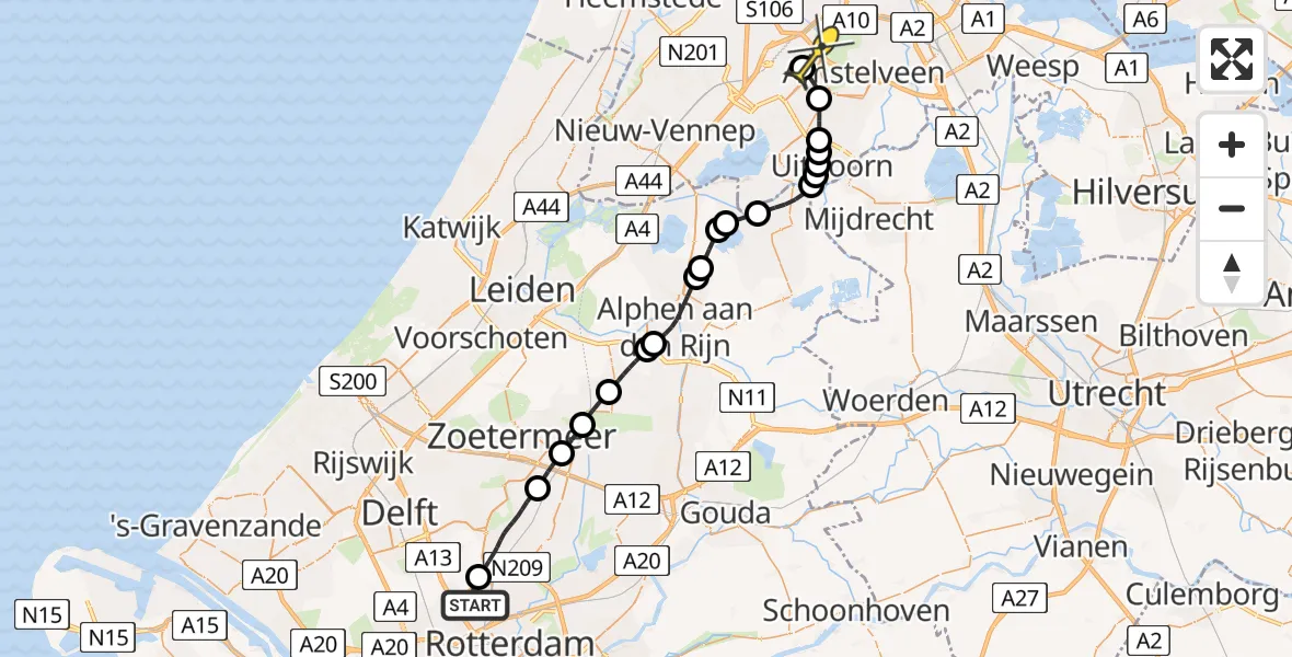 Routekaart van de vlucht: Politieheli naar Schiphol, Walaardt Sacréstraat