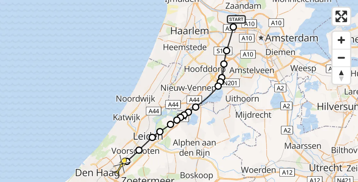 Routekaart van de vlucht: Lifeliner 1 naar Leidschendam, Fluitpolderplein
