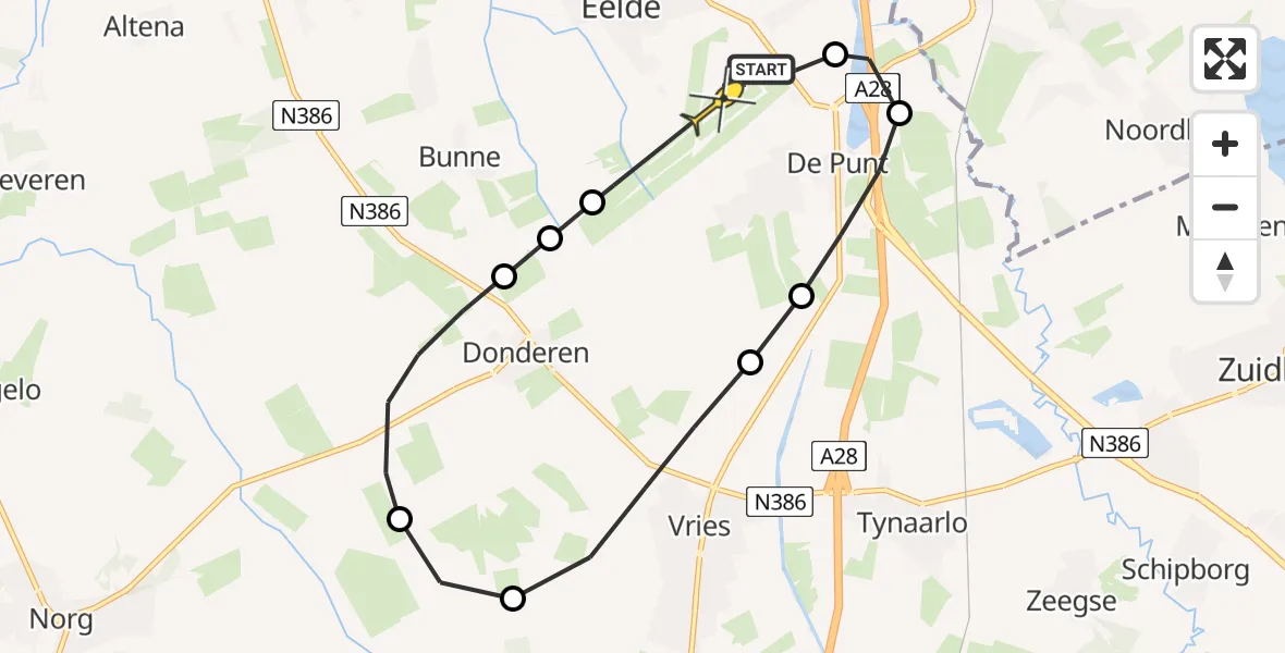 Routekaart van de vlucht: Lifeliner 4 naar Groningen Airport Eelde, Homsteeg