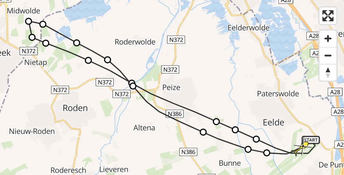 Routekaart van de vlucht: Lifeliner 4 naar Groningen Airport Eelde, Homsteeg