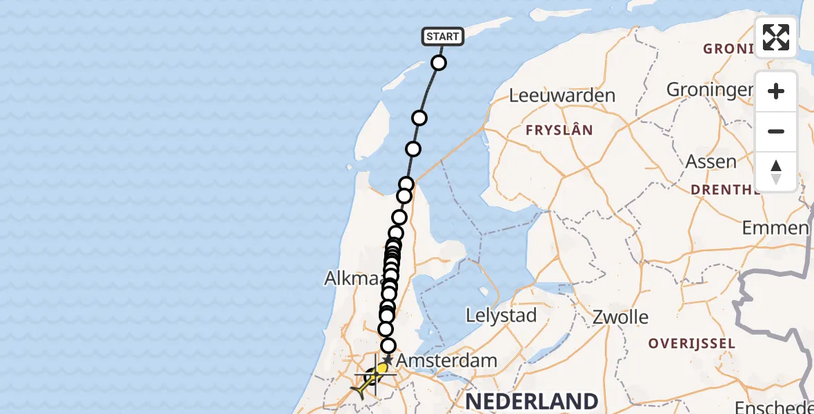 Routekaart van de vlucht: Politieheli naar Schiphol, Thermiekstraat