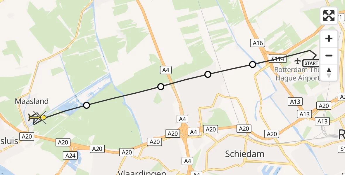 Routekaart van de vlucht: Lifeliner 2 naar Maasland, Boumare