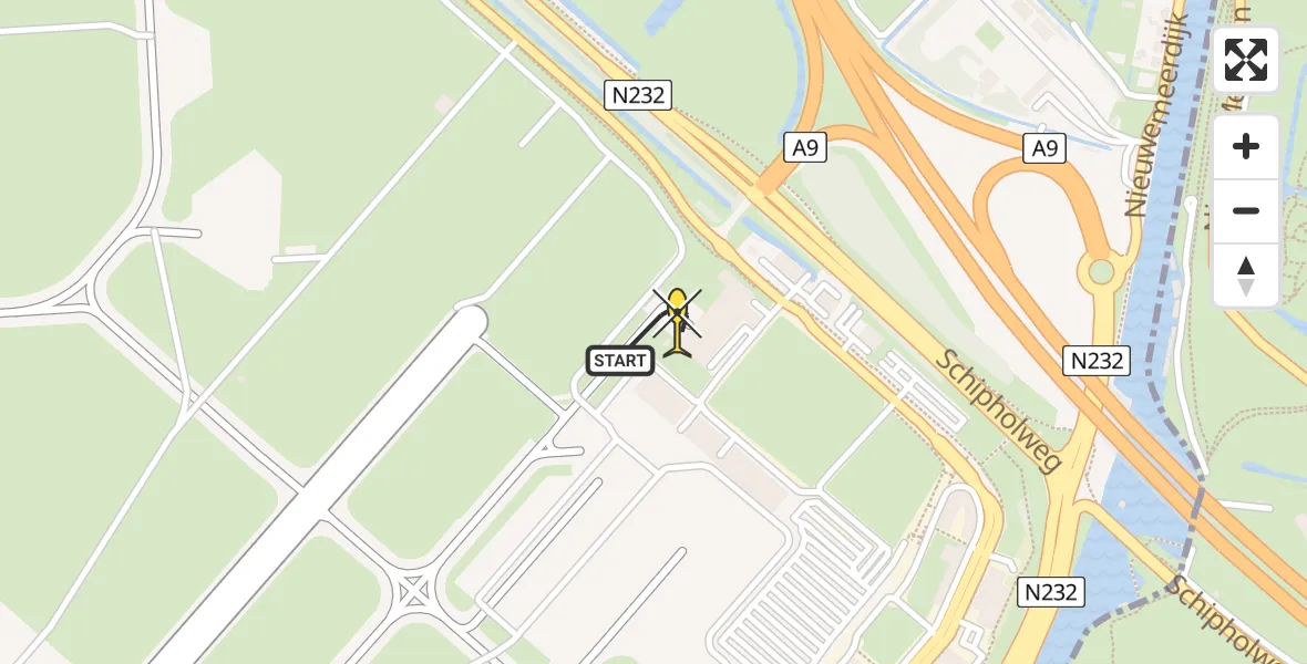 Routekaart van de vlucht: Politieheli naar Schiphol, Walaardt Sacréstraat