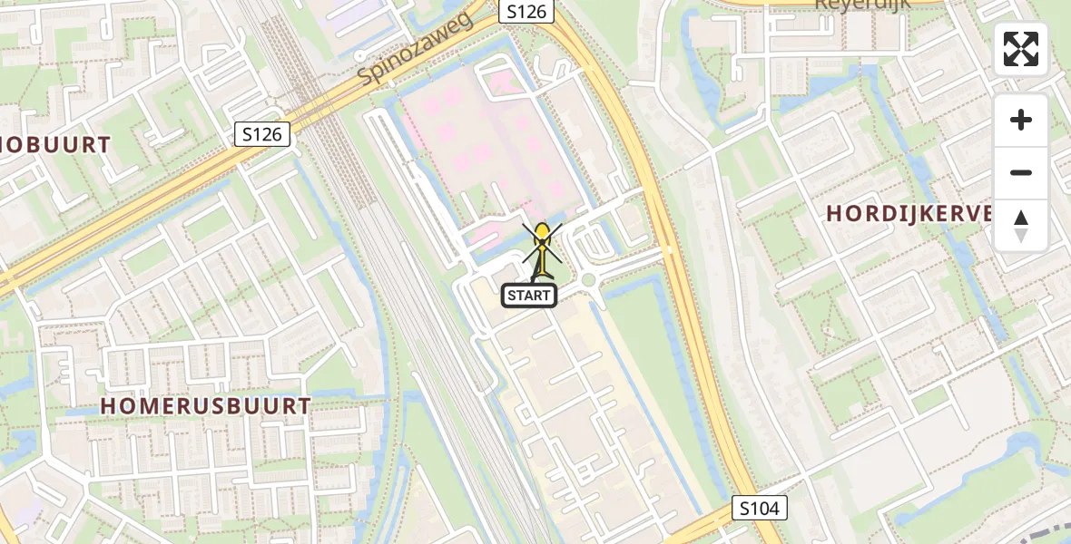 Routekaart van de vlucht: Lifeliner 2 naar Rotterdam, Schoonhovenstraat