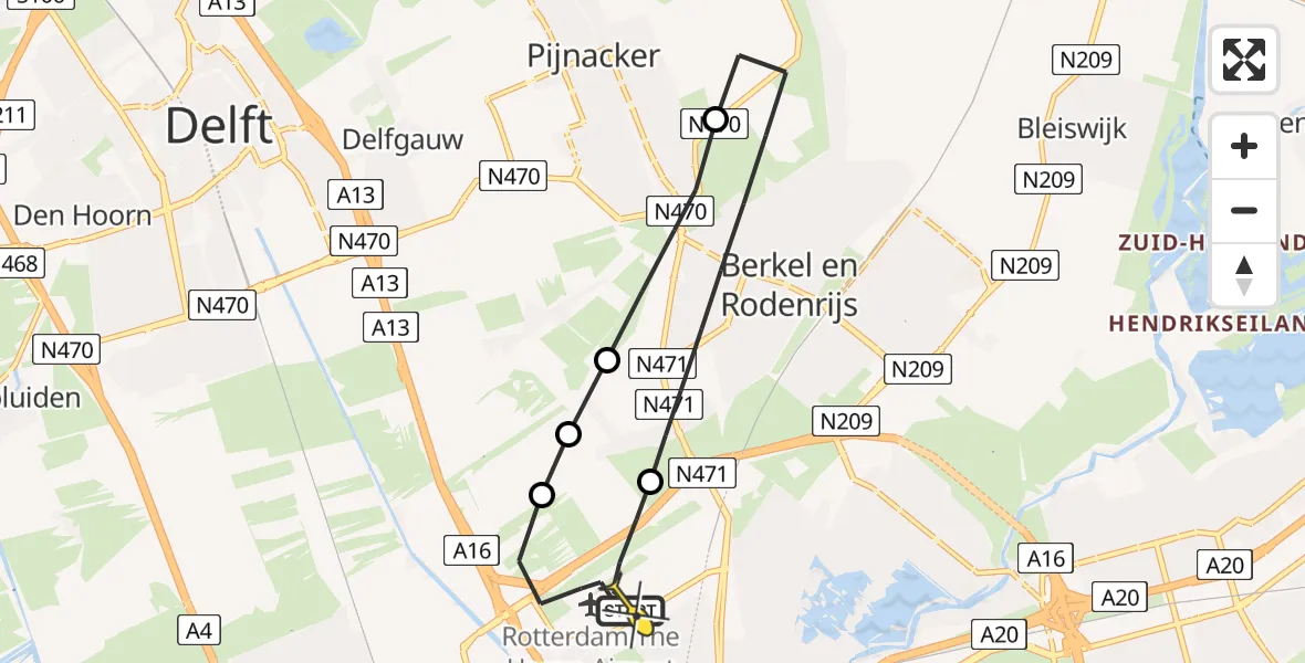 Routekaart van de vlucht: Lifeliner 2 naar Rotterdam The Hague Airport, Brandenburgbaan