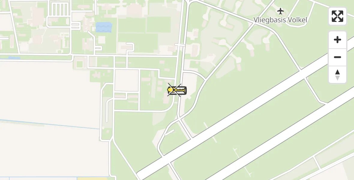 Vluchtroute Traumahelikopter van Vliegbasis Volkel naar Vliegbasis Volkel