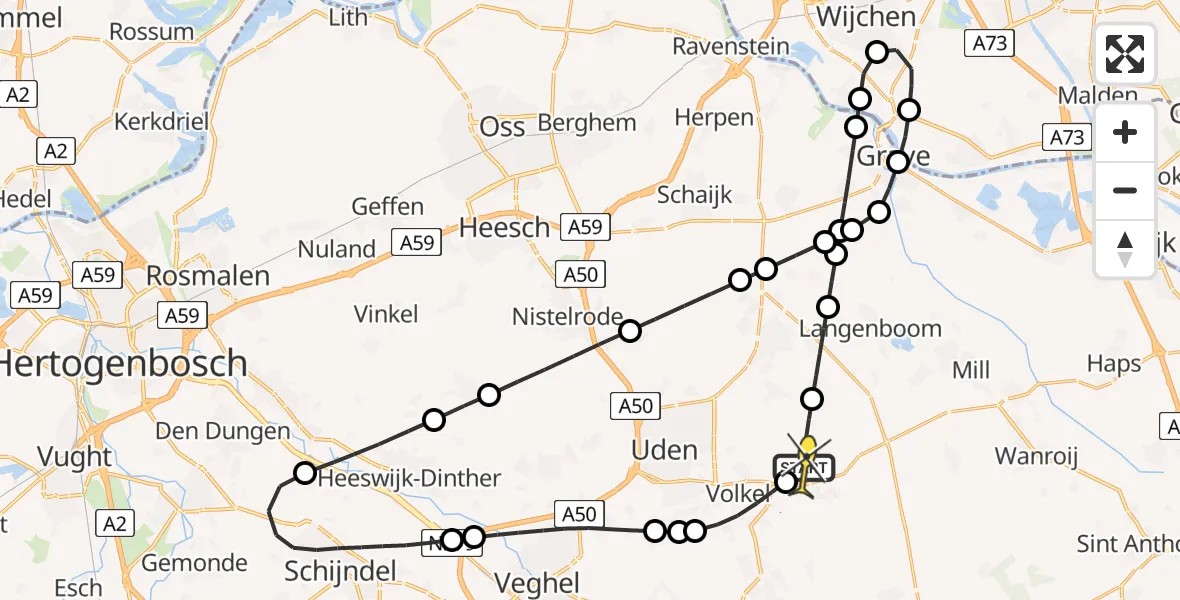 Routekaart van de vlucht: Lifeliner 3 naar Vliegbasis Volkel, Zeelandsedijk