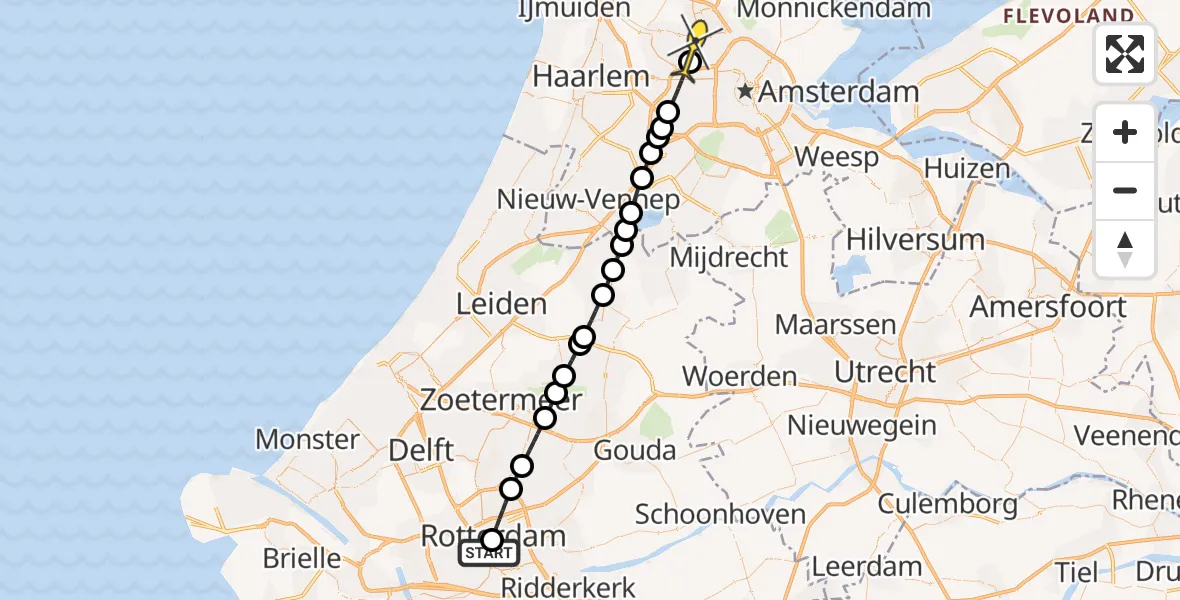 Routekaart van de vlucht: Lifeliner 1 naar Amsterdam Heliport, Hornweg