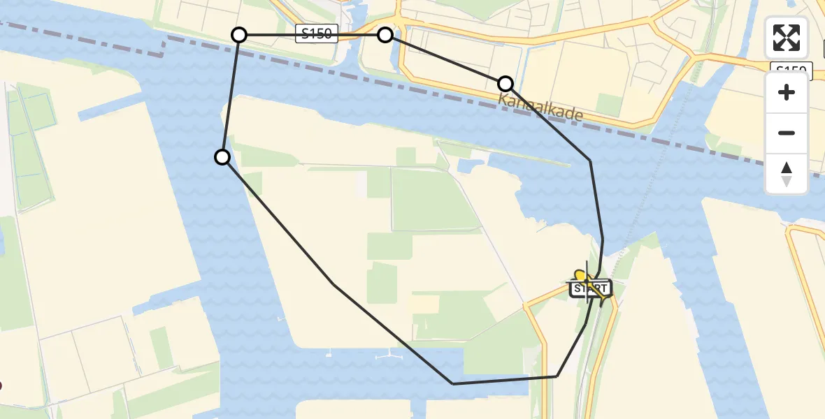 Routekaart van de vlucht: Lifeliner 1 naar Amsterdam Heliport, Hornweg