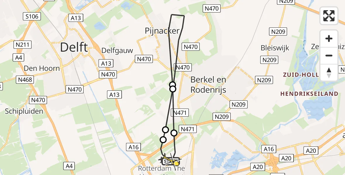 Routekaart van de vlucht: Lifeliner 2 naar Rotterdam The Hague Airport, Brandenburgbaan