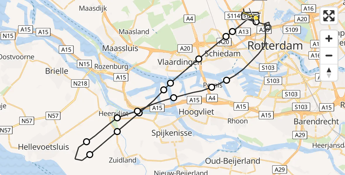 Routekaart van de vlucht: Lifeliner 2 naar Rotterdam The Hague Airport, Brandenburgbaan