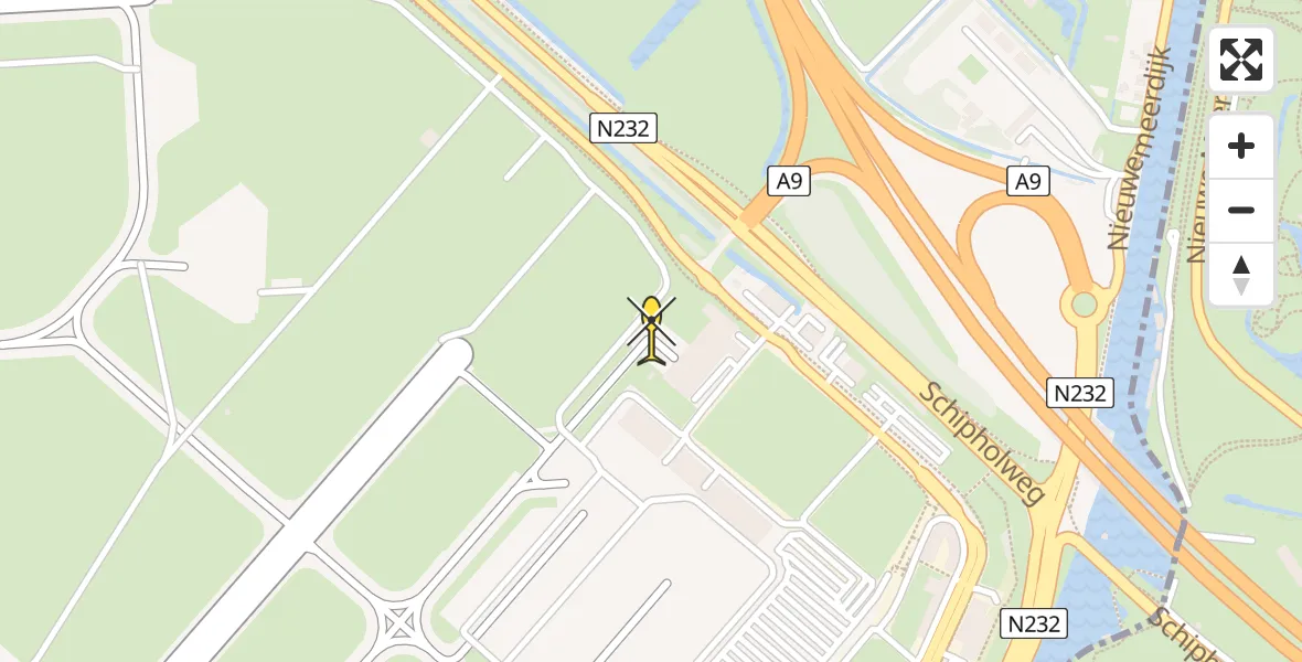 Routekaart van de vlucht: Politieheli naar Schiphol