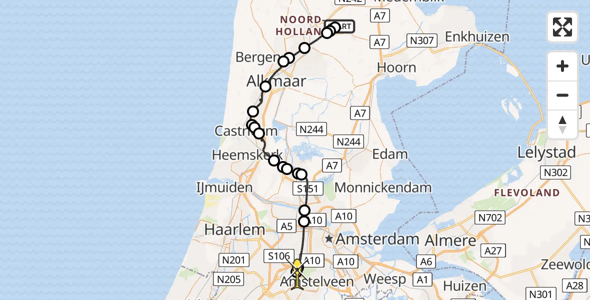 Routekaart van de vlucht: Politiehelikopter naar Schiphol, Loevesteinse Randweg