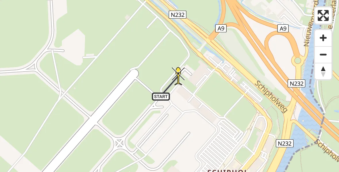 Routekaart van de vlucht: Politieheli naar Schiphol, Loevesteinse Randweg