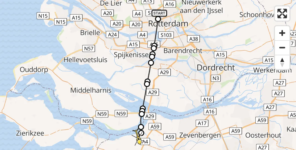 Routekaart van de vlucht: Lifeliner 2 naar Dinteloord, Stoofdijk