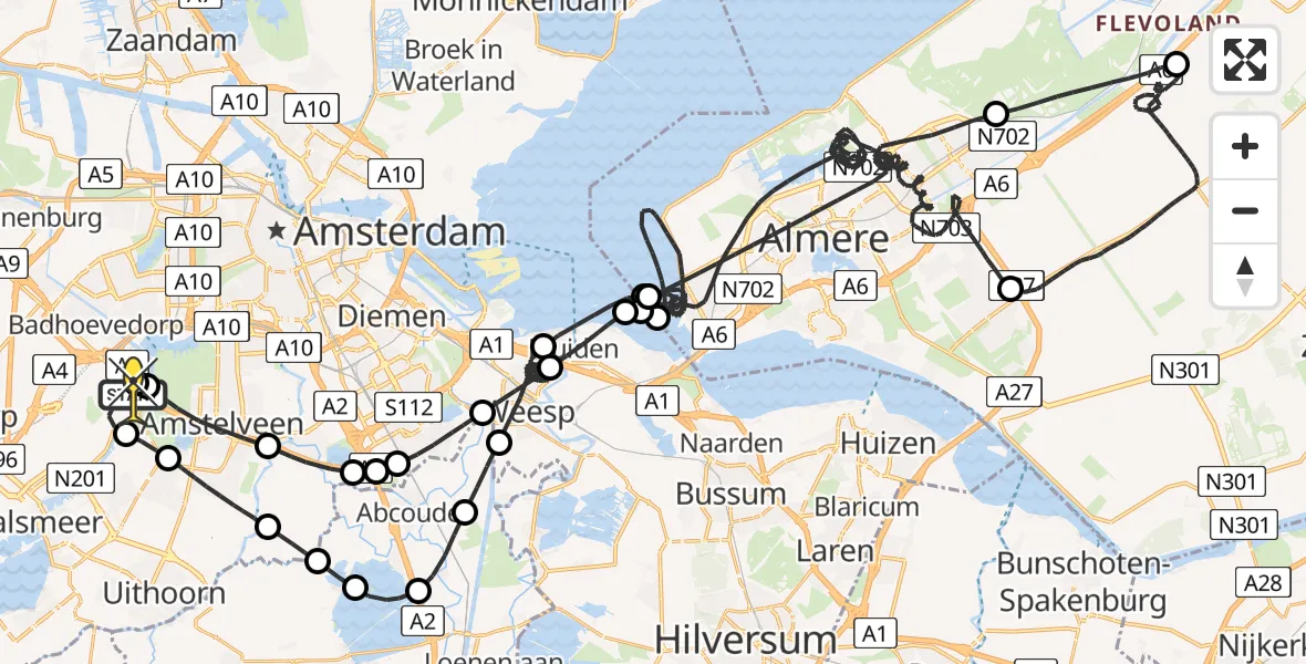 Routekaart van de vlucht: Politieheli naar Schiphol, Loevesteinse Randweg